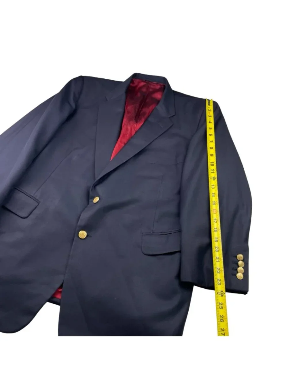 Holland & Sherry Men's Bespoke Custom Gold Buttons Blazer Navy Blue • 46R